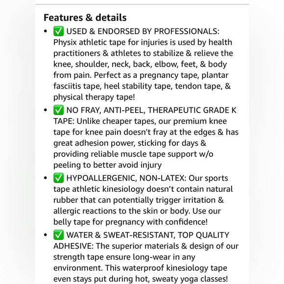 Physix Gear Sport Kinesiology tape - 3 unopened rolls - color: Black - Picture 13 of 14